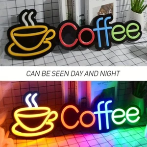 Coffee With Cup 17" Neon Sign Lamp Light COFFEE BAR With Dimmer Business - Picture 1 of 3
