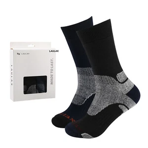 LAULAX Mens Thermal Hiking Boot Socks merino wool Thick Warm Walking 2 pairs - Picture 1 of 8