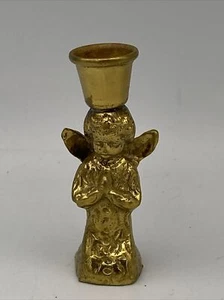 Candelabro de latón miniatura vintage ángel de oración - Imagen 1 de 8