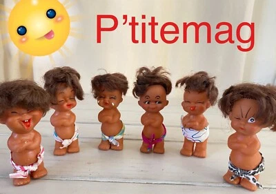 Lot 6 Anciennes poupées grimaces hawaïennes en plastique - Photo 1/4