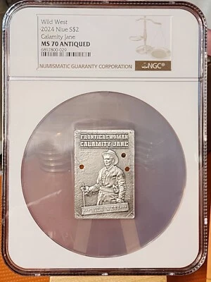Niue Wild West Calamity Jane 2024 1 oz plata envejecida NGC MS 70 de colección de 1999 Foto 1 de 4