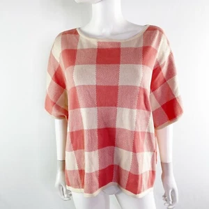 Anthropologie La Casita De Wendy PICKNICKER Poncho Sweater Size M Rose Checks - Picture 1 of 11