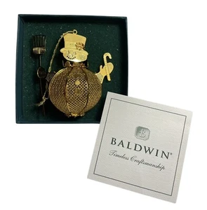 Vintage Baldwin Mr Snowman 24 KT Gold Finish Brass 1998 Christmas Ornament 3D - Picture 1 of 8