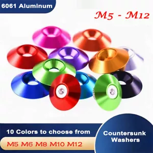 M5 M6 M8 M10 M12 Countersunk Washers Anodized Aluminum Alloy Fairing Fender - Picture 1 of 14
