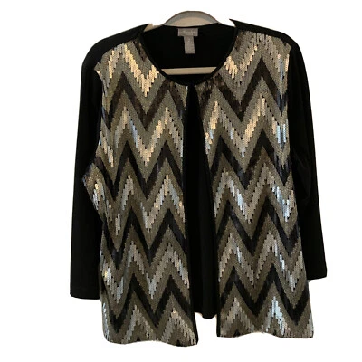 Chicos путешественников куртка L 2 многоцветный металлический блестки Lux искусства носить кардиган - Изображение 1 из 4