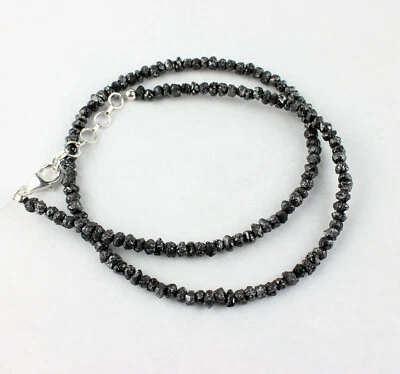 Nero Tubo Diamante Catena Preziose Scintillante Misura Rohdiamant 75 Ct. / 50cm - Immagine 1 di 3