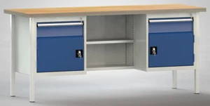 Werkbank 2000x700x900mm 2 Schubladen 2 Türen Ablage Ergo Werkstatt Montage - Bild 1 von 1