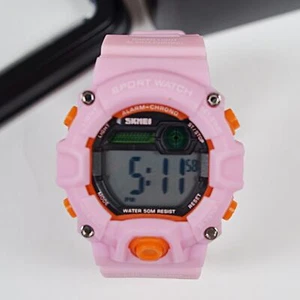 SKMEI Kids Pink Sports Watch 50m Water Resist Boy Girls Alarm Digital Wristwatch - Picture 1 of 5
