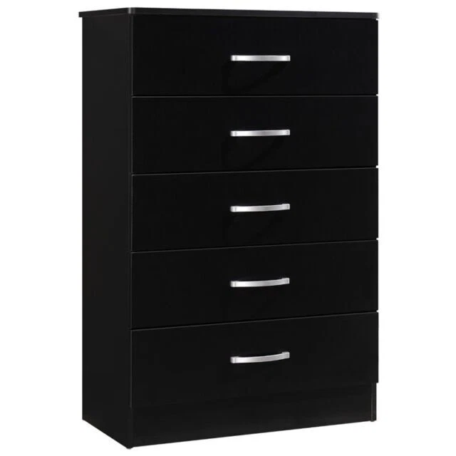 Hodedah 5-Drawer Wooden Dresser - Black