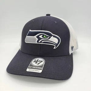 Seattle Seahawks Hat '47 Classic Clean Cap Adjustable Navy Blue White Football - Picture 1 of 8