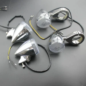Chrome Motorcycle 41mm Fork Clamp Front Rear LED Turn Signal Light For Harley - Picture 1 of 7