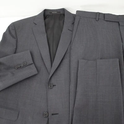 Костюм Z Zegna мужской 40C 36x29 микро гончая шерсть серый с синей текстурой выемка - Изображение 1 из 4