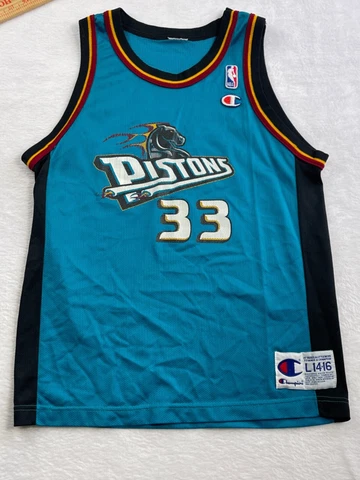 VINTAGE CHAMPION Jersey DETROIT PISTONS 33 GRANT HILL Youth Size L 14-16 VTG Cover