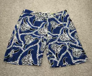 Vintage Rusty Surf Demon AOP Board Shorts Swim Trunks Blue Mens 36 Skater Grunge - Picture 1 of 9
