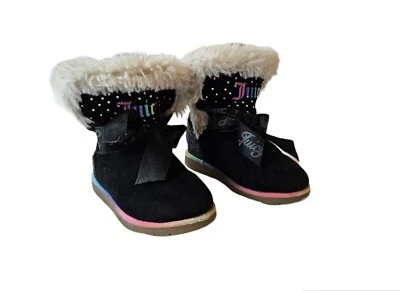 EUC Juicy Couture Toddler Girl's Black Faux Suede Fur Boots Size 9 - Image 1 of 4