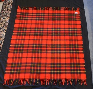 Vtg Throw Blanket Faribault Woolen Mills Faribo Red Black Yellow Plaid - 54 x 51 - Picture 1 of 7
