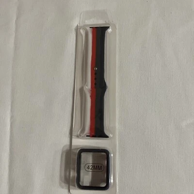 Apple Watch 1/2/3/4 SILICONE 2 in 1 BANDS AND CASE 42MM WHITE/GREY/RED - Image 1 of 4