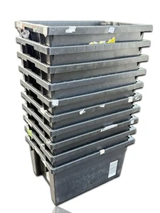 10 X 48.5 ltr Heavy Duty Plastic Storage Tote Boxes 51 x 34 x 28cm Euro Black - Picture 1 of 4