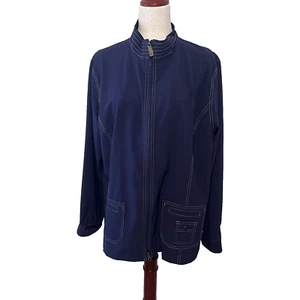 Chico’s Zenergy Full Zip Jacket Size 3 (XL) Blue Lightweight Windbreaker Stretch - Picture 1 of 11