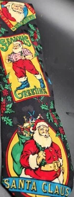 Necktie Addiction Santa Claus Season Greetings Christmas Holiday Neck Tie  - Image 1 of 4
