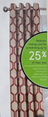 Style Selections 84" Red/Ivory Energy Saving Thermal Lined Grommet Curtain Panel - Image 1 of 4