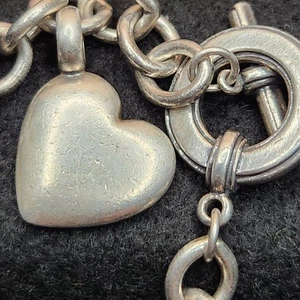 VINTAGE 7" LAGOS 925 STERLING SILBER ARMBAND MIT HERZ CHARM - Bild 1 von 15