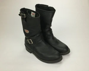 RED WING Herren Gr. 11.5D Schwarz Leder Engineer Moto Stiefel 968 VINTAGE - Bild 1 von 13