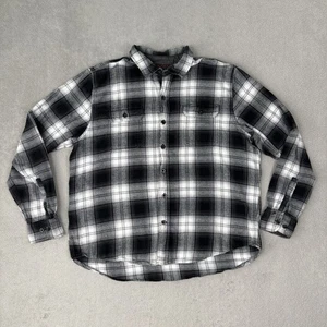 Herren Woolrich Flanell Hemd Größe XL Button Down schwarz weiß kariert Pattentaschen - Bild 1 von 8