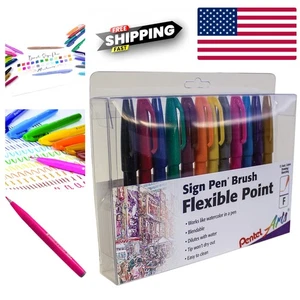 Multicolor Brush Tip Pens 12 Pk Flexible Waterproof Ink for Art & Craft Projects - Picture 1 of 13