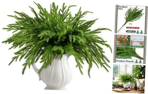 10 Pcs Christmas Norfolk Pine Branches- 19" Extra Length Artificial Xmas - Picture 1 of 7