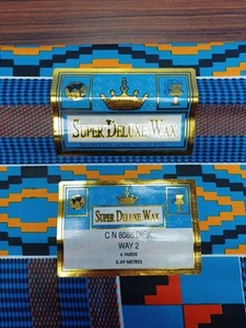 Blue Orange Black Dashiki African Fabric Vibrant Colorful Beautiful 6 Yards - Picture 1 of 6