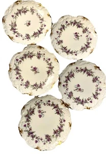 "Plato antiguo Limoges Francia firmado pintado a mano pequeñas flores de pensamiento 7"" LEER - Imagen 1 de 9