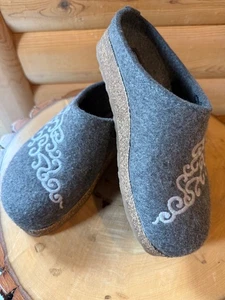 Haflinger Womens Swirl Shades of Gray Wool Clogs Slippers Sz 36 /US 5 - Picture 1 of 6