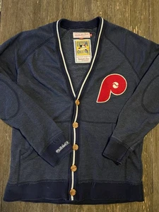 Mitchell & Ness Philadelphia Phillies Cardigan Medium M Sweater MLB Cooperstown - Picture 1 of 17