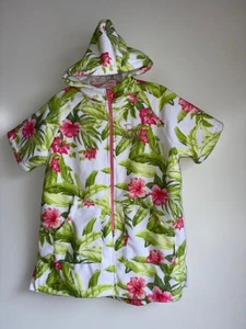 Tommy Bahama Hooded Zip Towel Coverup Girls L/XL (7-12) Floral Hawaiian - Picture 1 of 9