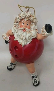 Vintage Sports Christmas Resin Ornament Santa Claus Bowling Suit 2"-3" - Picture 1 of 3