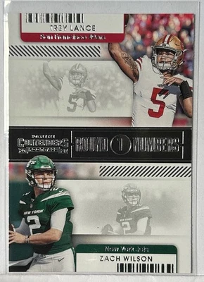 2021 Contenders #RN-TLA Trey Lance / Zach Wilson Round Numbers  49ers / Jets - Image 1 of 2