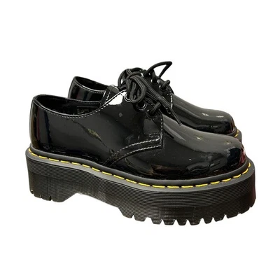 Dr. Martens Black Patent Leather Quad Platform Lace Up Shoes Womens US 5 - Image 1 of 4