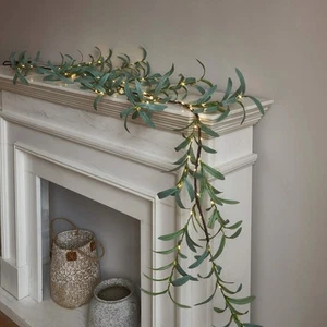 Lighted Olive Garland Battery Operated with Timer 96 Fairy Lights 6FT, Artifi... - Picture 1 of 6