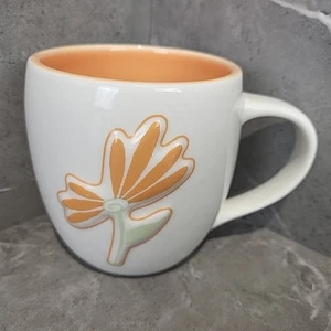 Starbucks 2006 Spring Collection Ceramic Coffee Mug Orange & White Floral 3D EUC - Picture 1 of 7