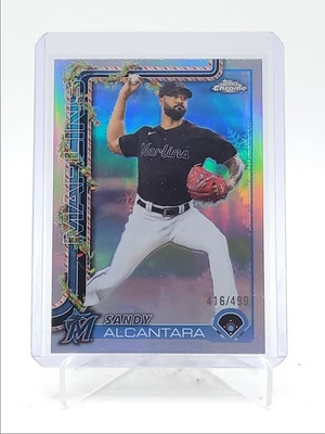 SANDY ALCANTARA 2025 TOPPS CHROME HOLIDAY REFRACTOR MARLINS /499 Q3967 - Image 1 of 2