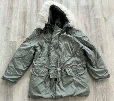 Parka mediana de la Fuerza Aérea de los Estados Unidos clima frío extremo tipo N3B de colección, gris, capucha de piel Foto 1 de 4