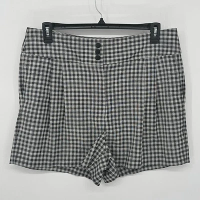 DKNY Womens Gingham Pleated Shorts Black White Size 16 - Image 1 of 4