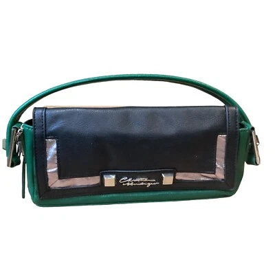 Bolso Cartera de Hombro Christian Audigier Magda - Verde Oscuro y Negro Usado en Excelente Condición Foto 1 de 4