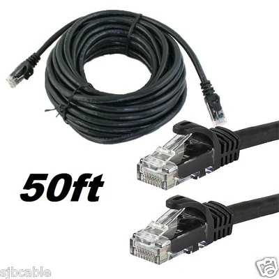 RJ45 Cat5 50 FT Ethernet LAN Network Cable for PS Xbox PC Internet Router Black - Image 1 of 2