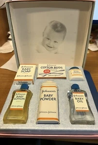 1950's JOHNSON & JOHNSON BABY PRODUCTS Gift for BABY, UNUSED w BOX, 6 Pcs - Picture 1 of 4