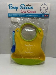 2 Pk Waterproof Baby Kids Bib Silicone+Plastic Baby Feeding Food Catcher & Spoon - Picture 1 of 9