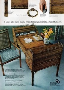 Anuncio original impreso en color de escritorio y silla Heritage Furniture 1974 - Imagen 1 de 1