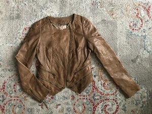 Women’s Leather Brown Jacket By Culture Size M 100% Soft Leather - Picture 1 of 16