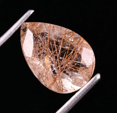 Natural Golden Rutile Quartz Pear Shape Faceted Loose Gemstone 2.55 Ct 12X8X5 mm - Image 1 of 3